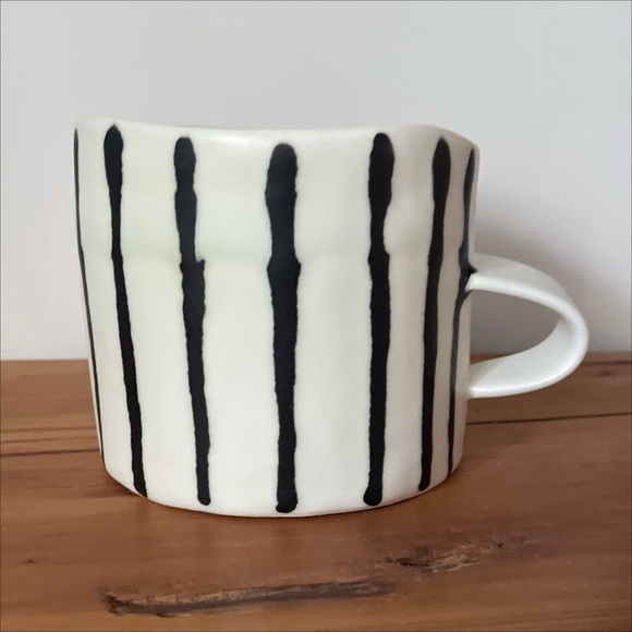 Jennifer Graham Striped Mug Ceramic White Black Coffee Tea Artisan Canada - Picture 3 of 6